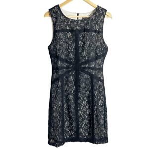Bisou Bisou Black Lace Sleeveless Sheath Mini Dress Size 12